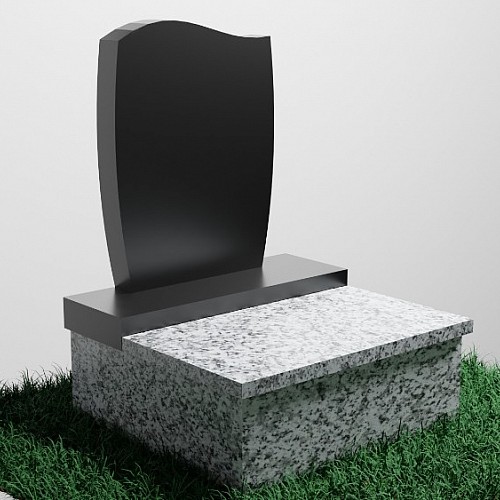 Vizualizace urnového hrobu s motivem kříže materiál Total Black +  BiancoTarn